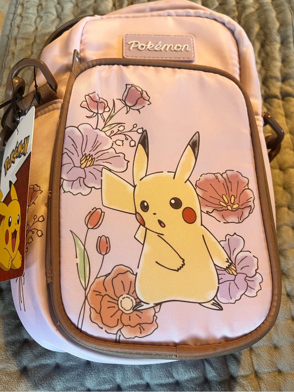 Pokemon Pink and Yellow Pikachu Floral Crossbody Bag NWT